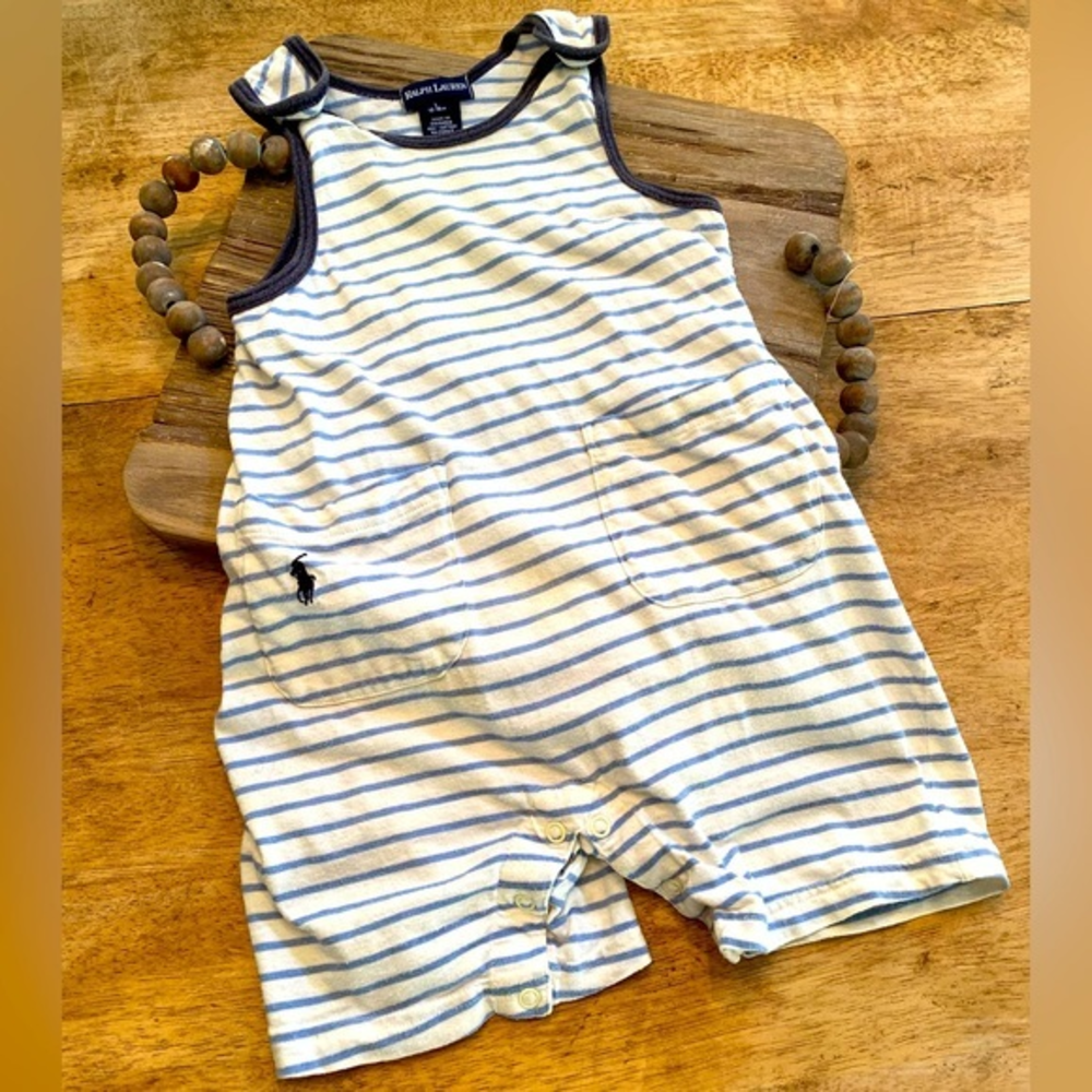 Vintage Polo by Ralph‎ Lauren Boy’s L (12-18 months) Blue/White Striped Romper